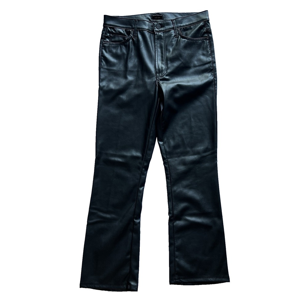 MOTHER The Insider Ankle Wax On Wax Off Sz 30 Black Faux Vegan‎ Leather